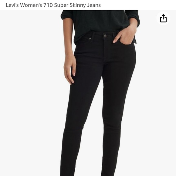 Levi’s 710 Super Skinny high waisted black jeans NWT (tried on once.) Size 29/30 - Picture 1 of 3